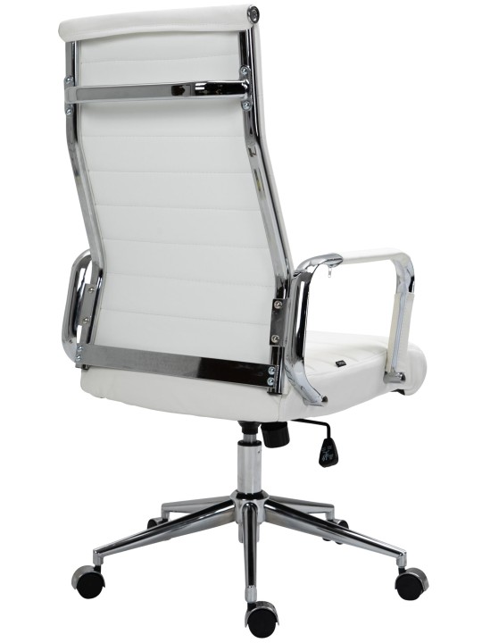 Silla de oficina Columbus cuero auténtico, blanco