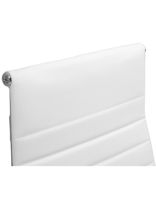 Silla de oficina Columbus cuero auténtico, blanco