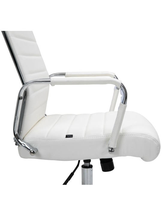 Silla de oficina Columbus cuero auténtico, blanco