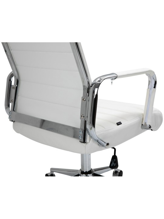 Silla de oficina Columbus cuero auténtico, blanco