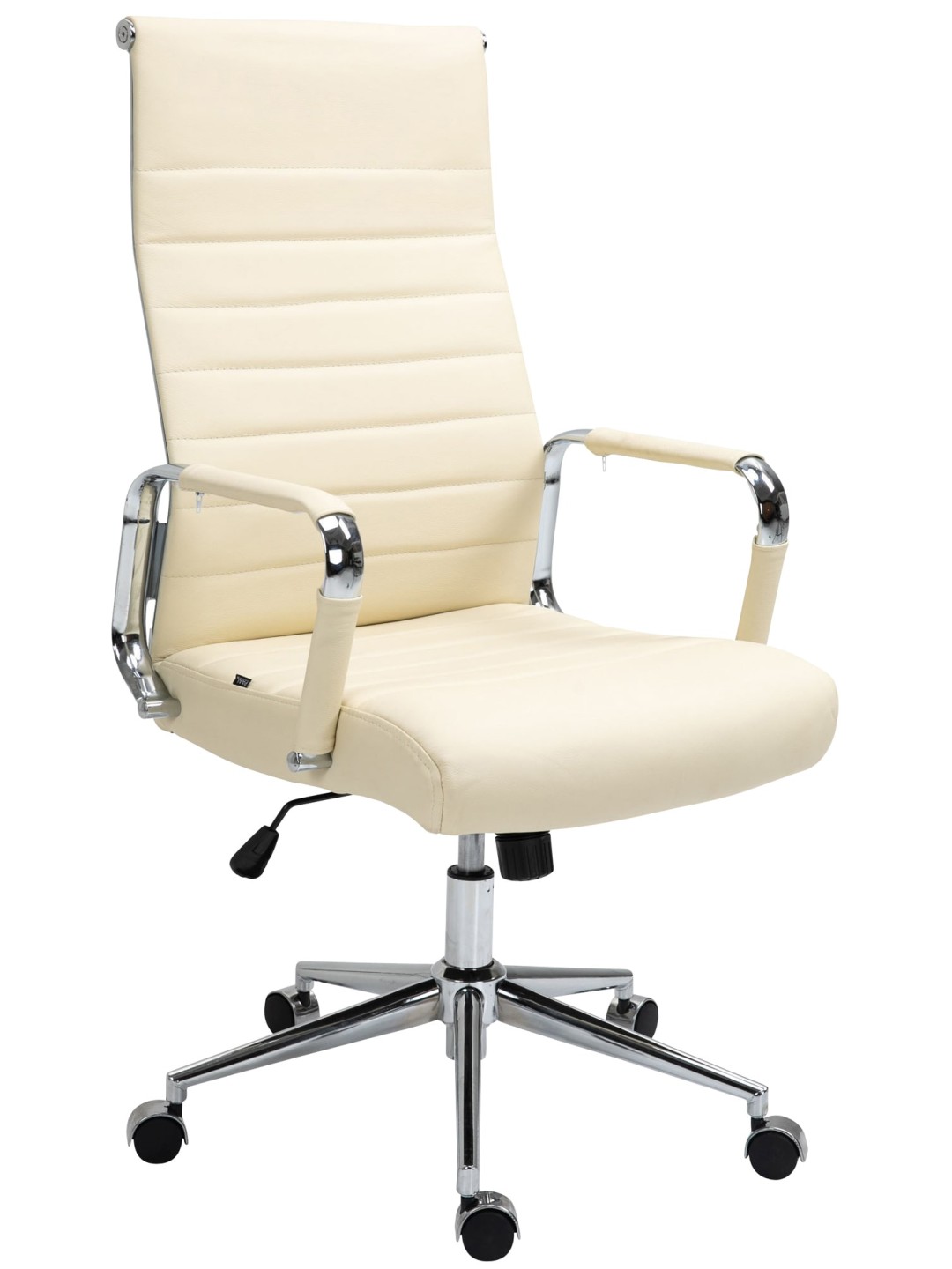 Silla de oficina Columbus cuero auténtico, crema
