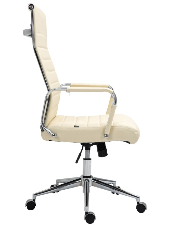 Silla de oficina Columbus cuero auténtico, crema