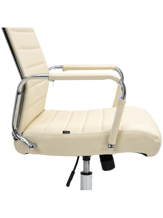 Silla de oficina Columbus cuero auténtico, crema