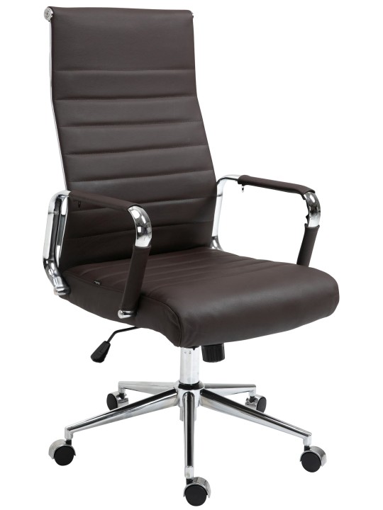 Silla de oficina Columbus cuero auténtico, marrón