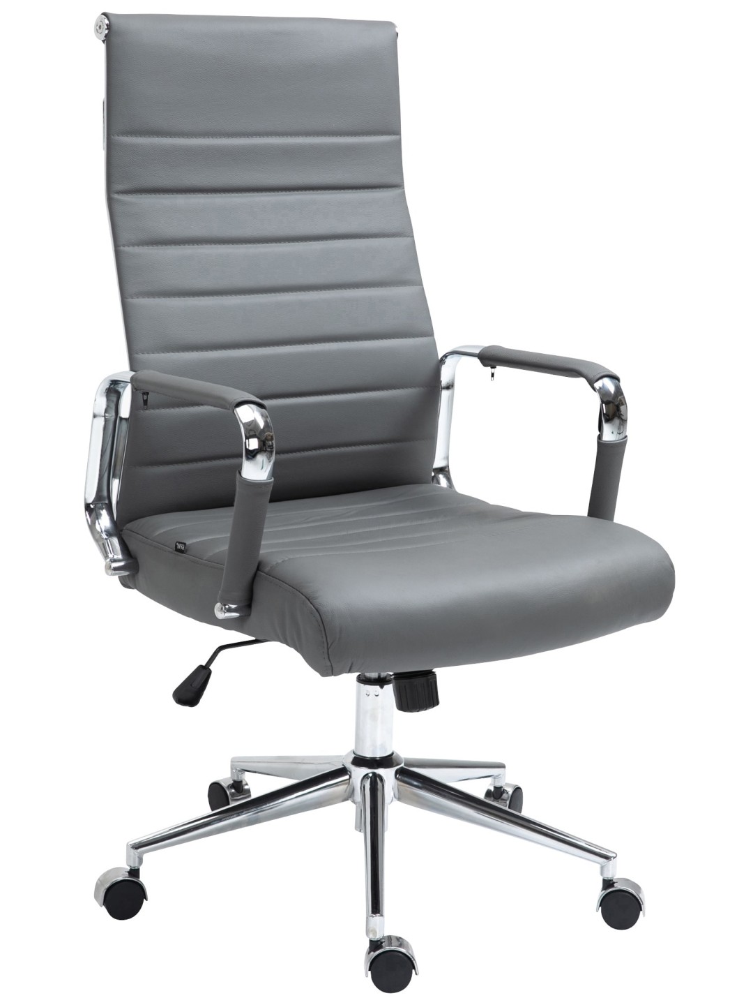 Silla de oficina Columbus cuero auténtico, gris