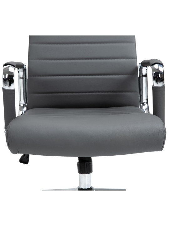 Silla de oficina Columbus cuero auténtico, gris