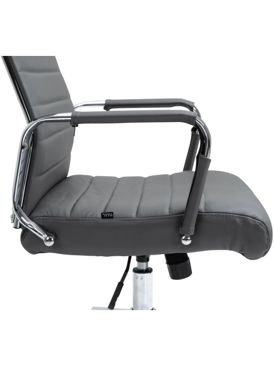 Silla de oficina Columbus cuero auténtico, gris