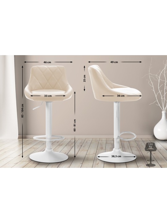 Taburete de bar Lazio de piel sintética, crema