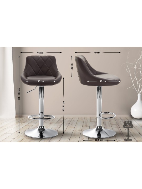 Taburete de bar Lazio piel sintética cromado, marrón