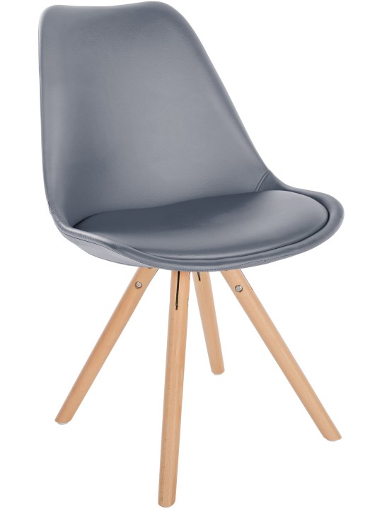 Silla Sofia redonda de piel sintética, gris