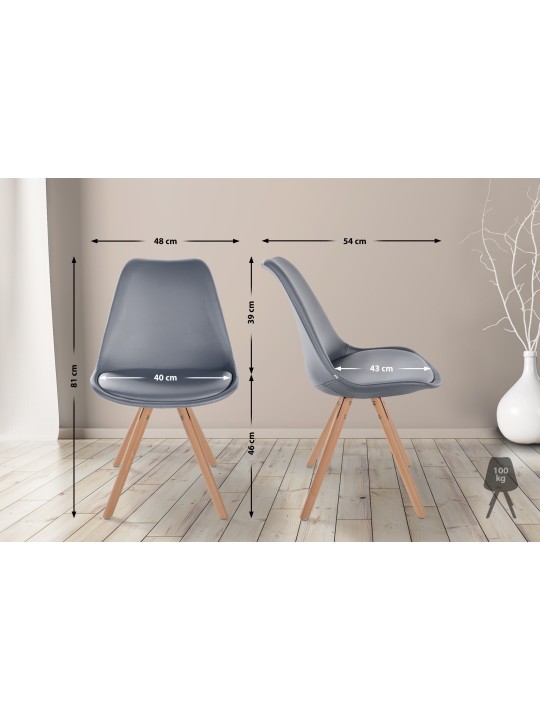 Silla Sofia redonda de piel sintética, gris