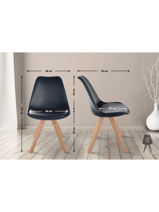 Silla Sofia polipiel Cuadrada, negro Silla Sofia polipiel Cuadrada, negro