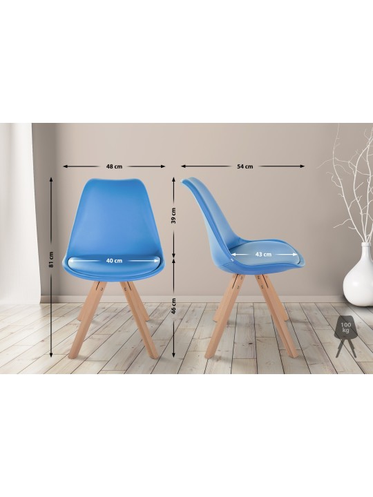 Silla Sofia polipiel Cuadrada, azul claro Silla Sofia polipiel Cuadrada, azul claro