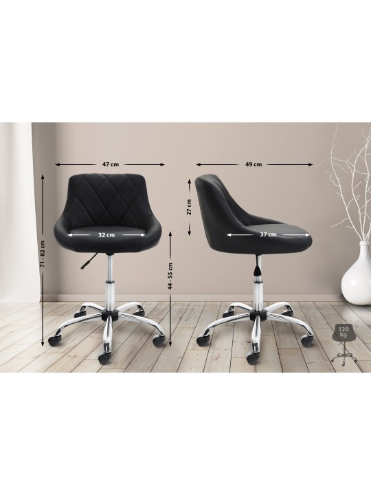 Taburete de trabajo Lazio piel sintética, negro