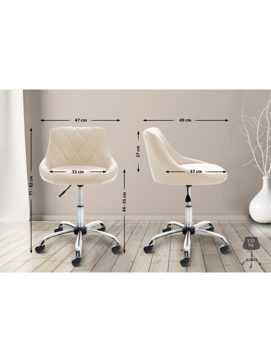 Taburete de trabajo Lazio piel sintética, crema