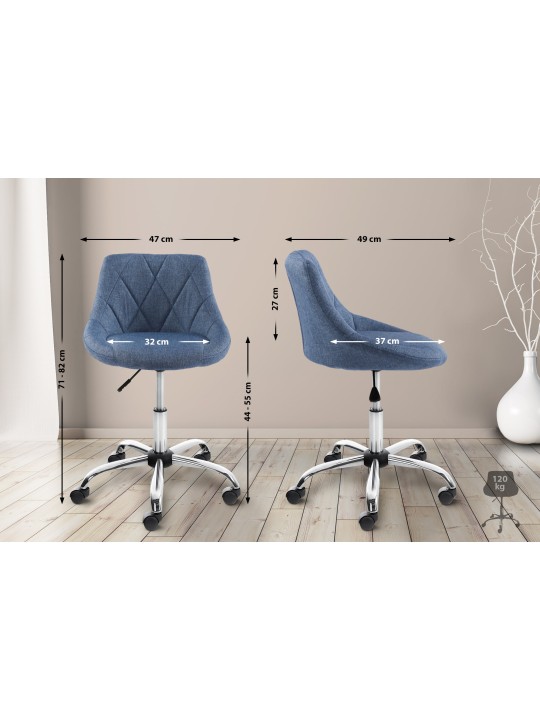 Taburete de trabajo tela Lazio, azul Taburete de trabajo tela Lazio, azul