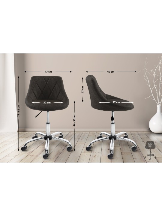 Taburete de trabajo tela Lazio, gris oscuro