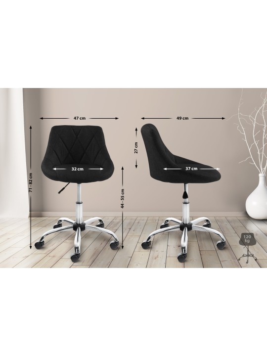 Taburete de trabajo tela Lazio, negro Taburete de trabajo tela Lazio, negro