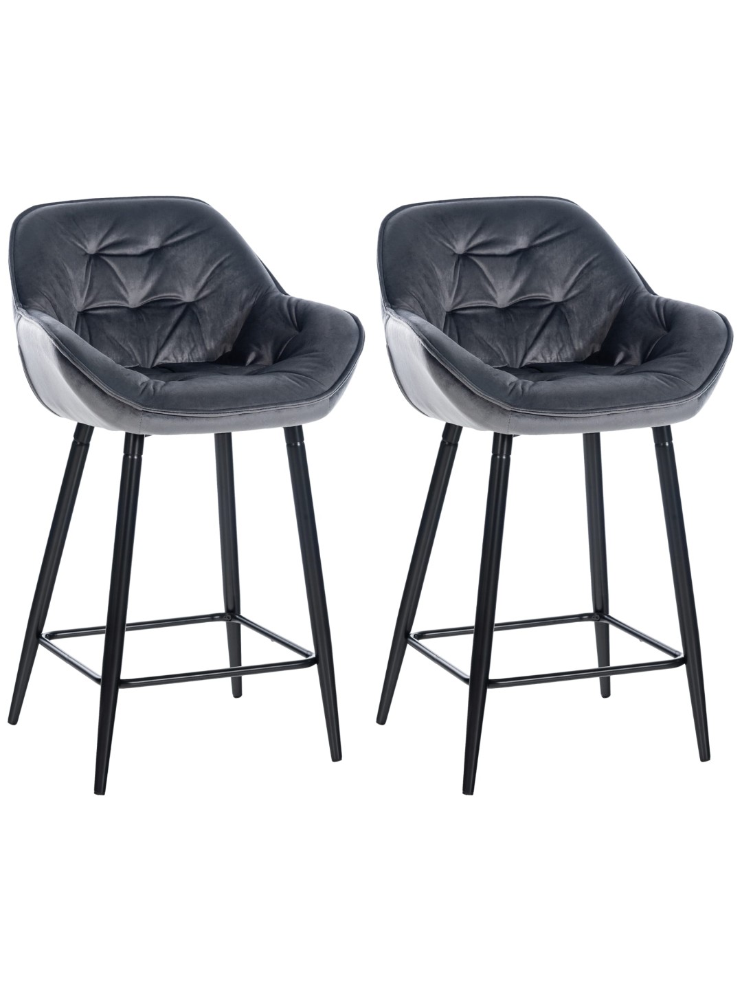 Juego de 2 taburetes de bar Gibson terciopelo, gris oscuro