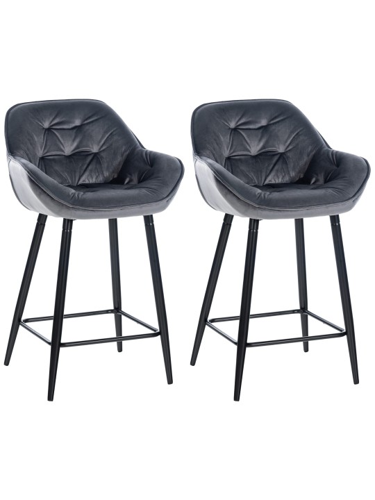 Juego de 2 taburetes de bar Gibson terciopelo, gris oscuro
