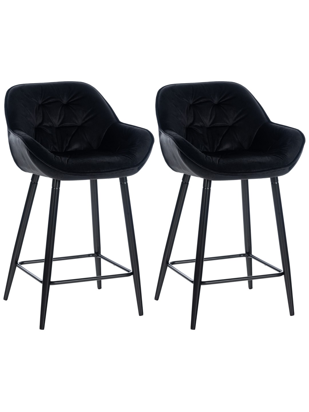 Juego de 2 taburetes de bar Gibson terciopelo, negro