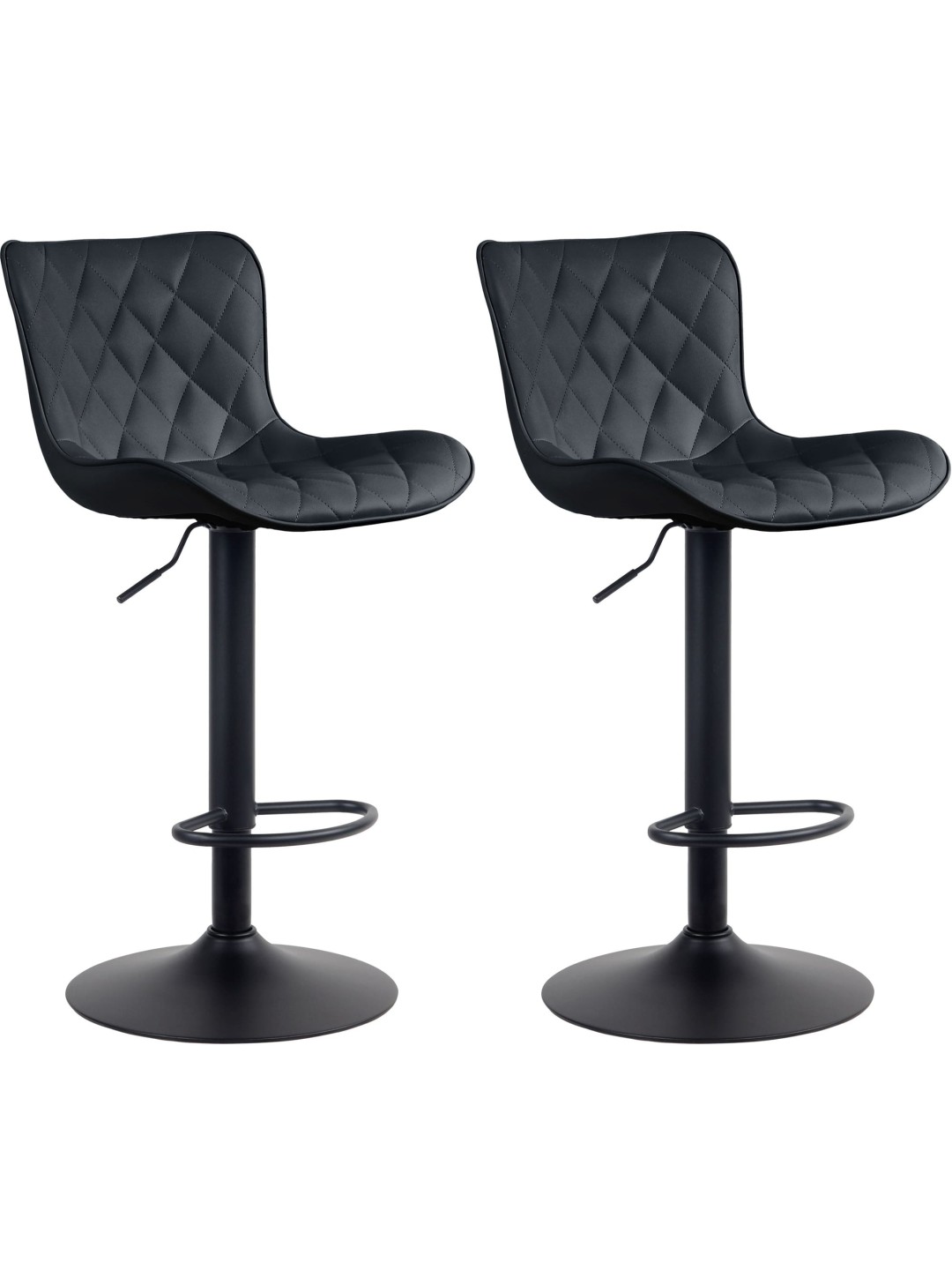 Juego de 2 taburetes de bar Emma de piel sintética, negro