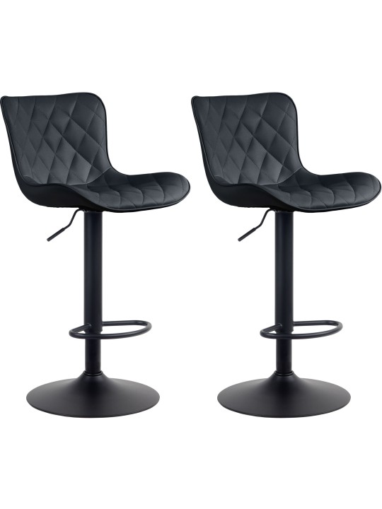 Juego de 2 taburetes de bar Emma de piel sintética, negro
