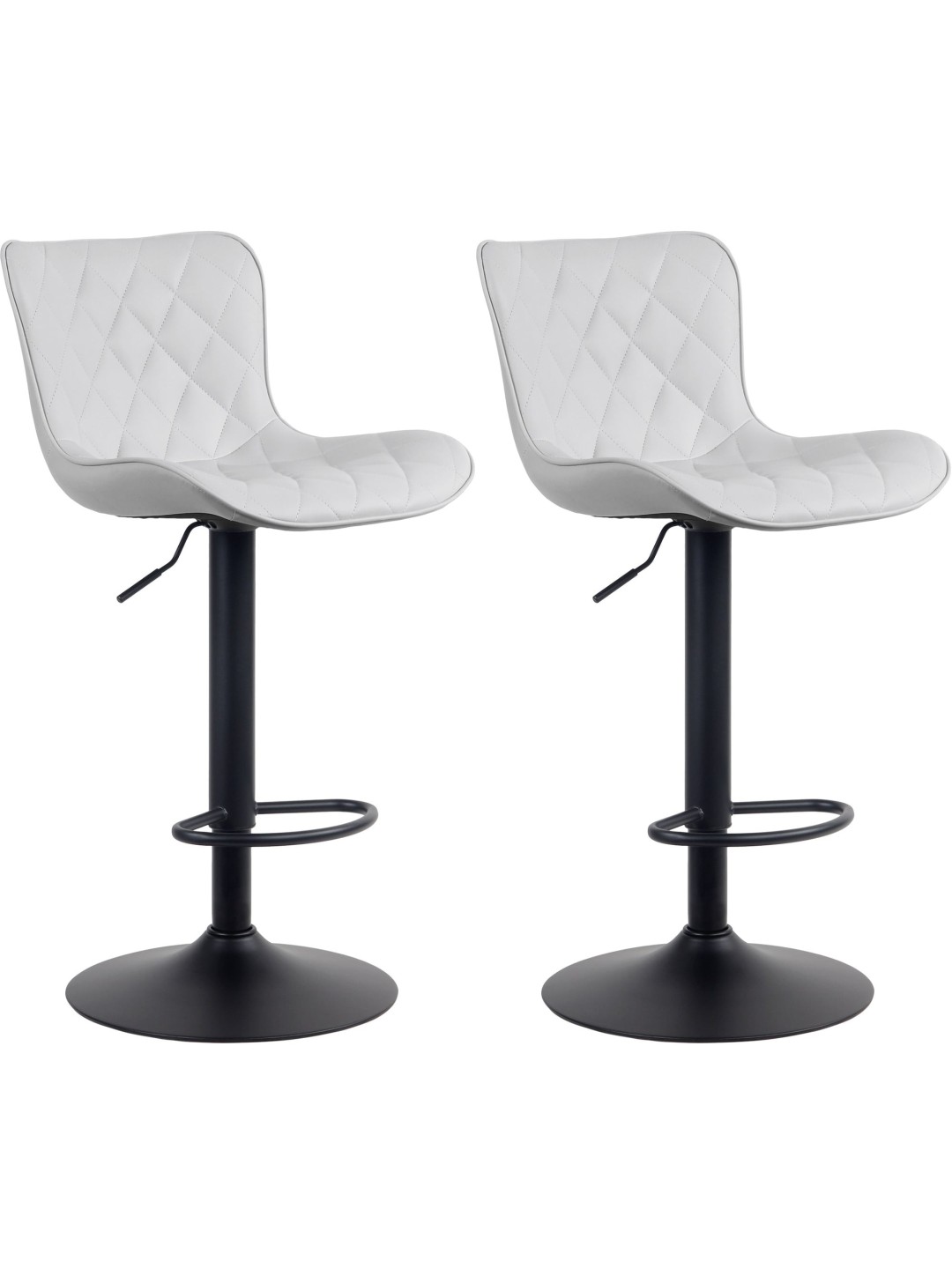 Juego de 2 taburetes de bar Emma de piel sintética, blanco