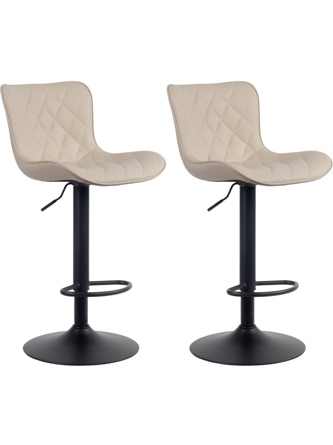 Juego de 2 taburetes de bar Emma de piel sintética, crema