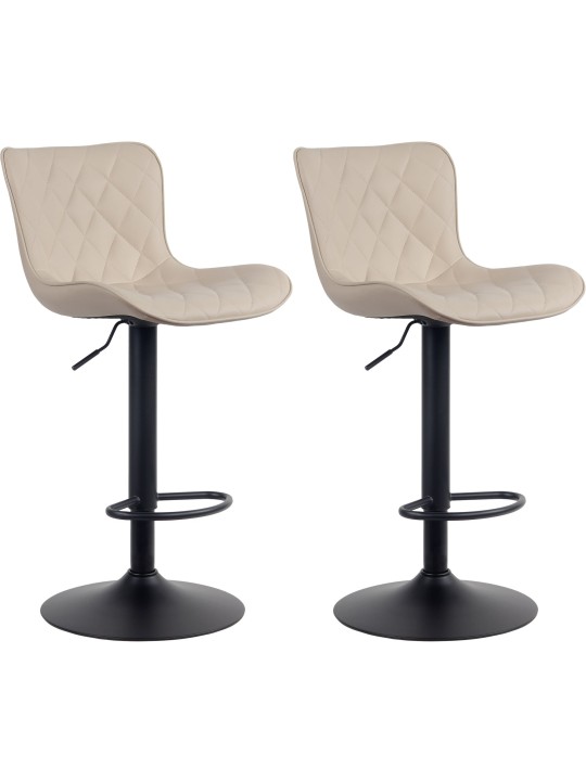 Juego de 2 taburetes de bar Emma de piel sintética, crema