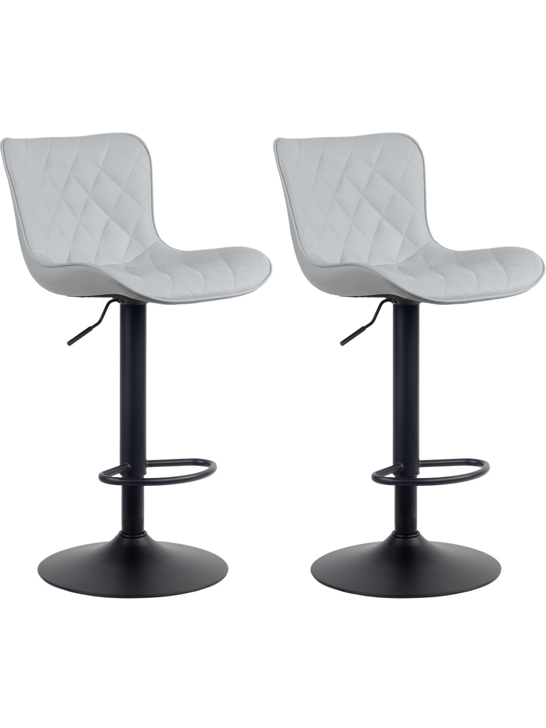 Juego de 2 taburetes de bar Emma de piel sintética, gris