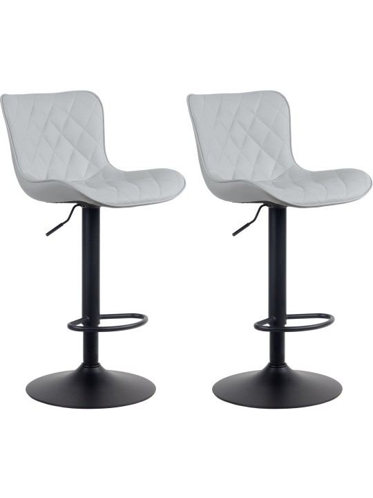 Juego de 2 taburetes de bar Emma de piel sintética, gris