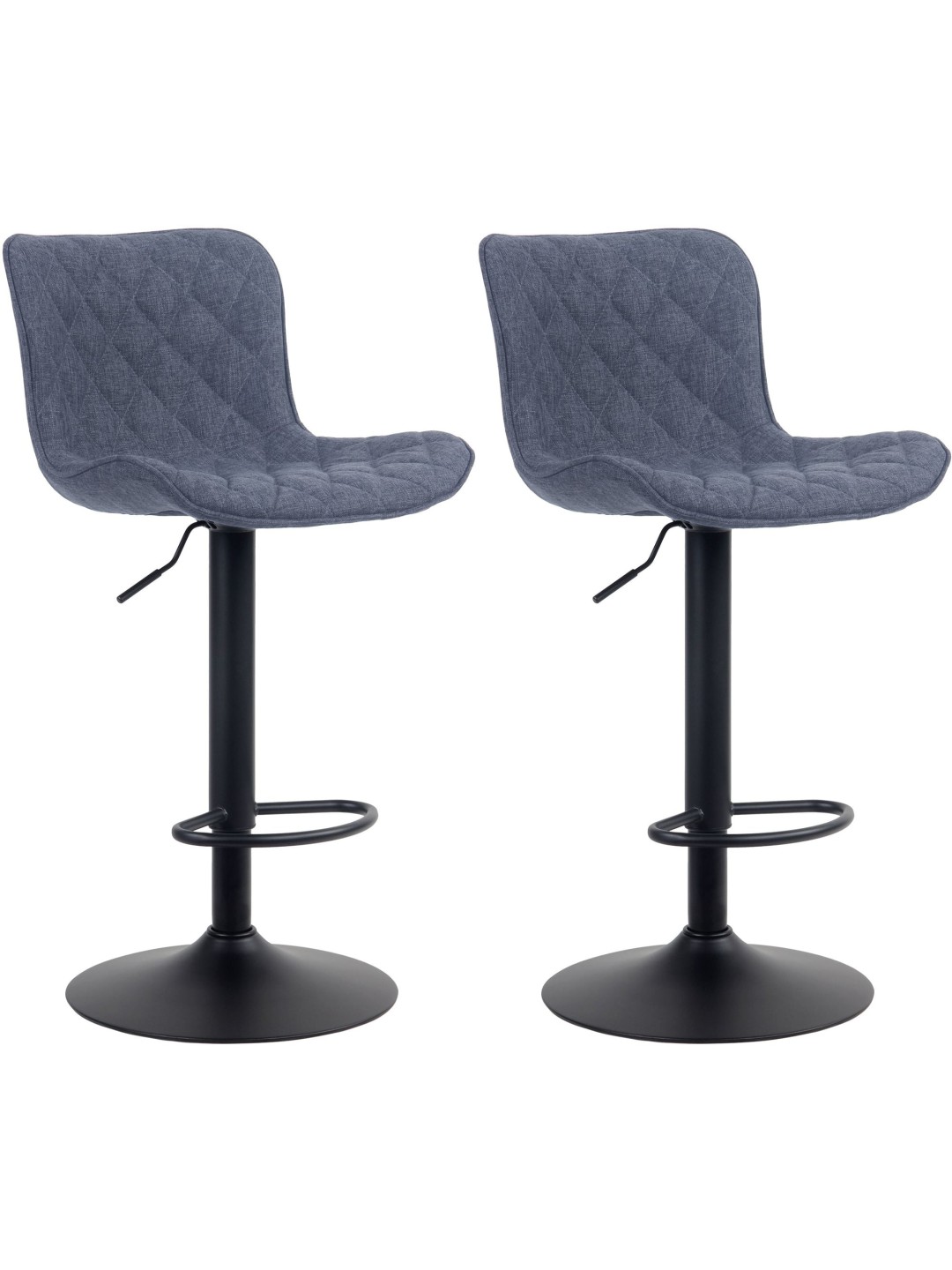 Juego de 2 taburetes de bar Emma tela, azul