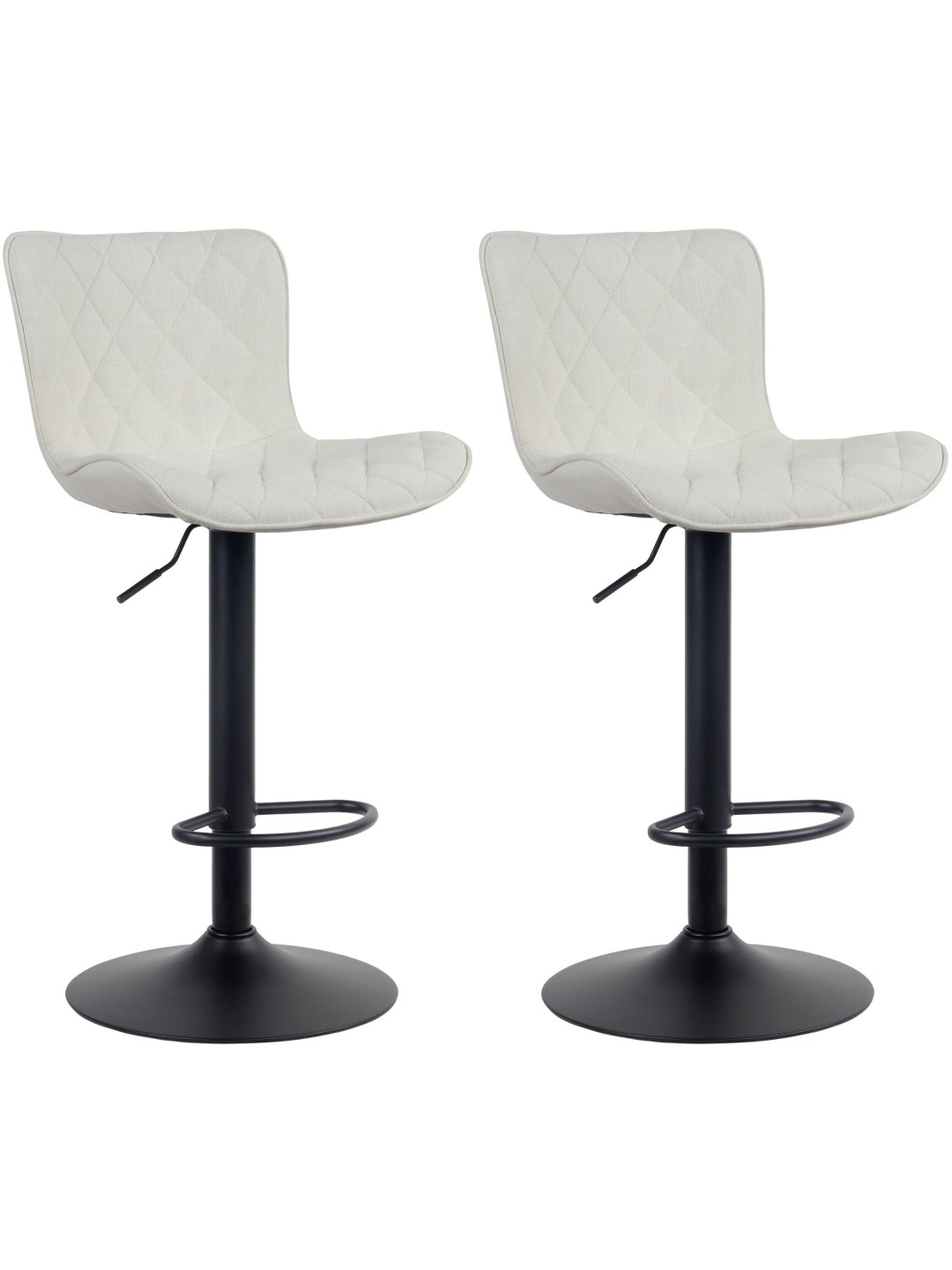 Juego de 2 taburetes de bar Emma tela, crema