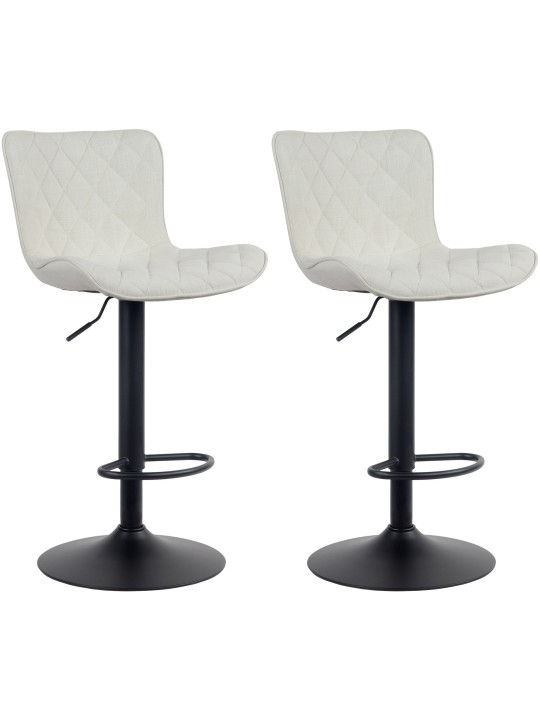 Juego de 2 taburetes de bar Emma tela, crema