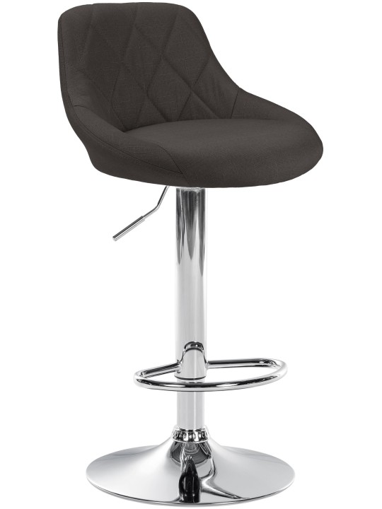 Taburete de bar Lazio tela cromo, gris oscuro