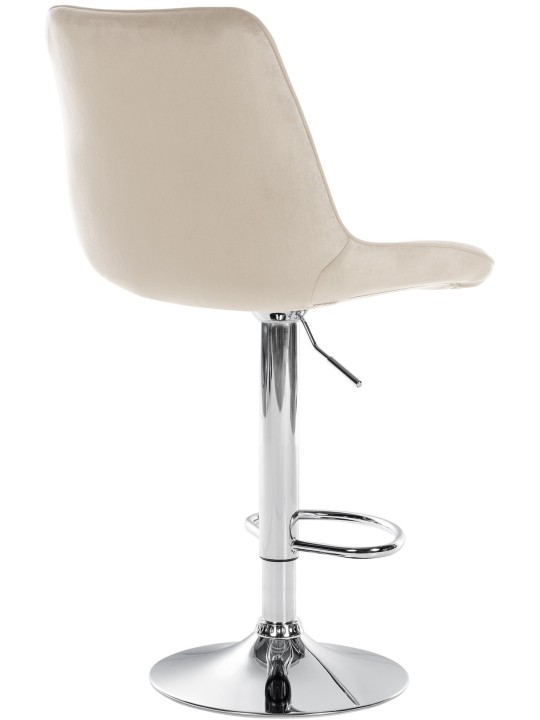 Taburete de bar Toni terciopelo cromo, crema
