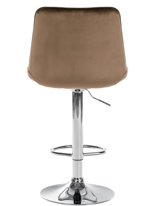 Taburete de bar Toni terciopelo cromo, marrón