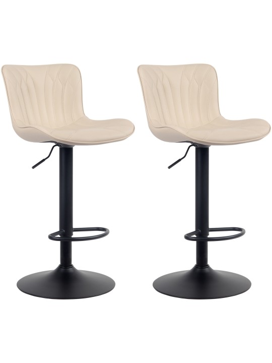 Juego de 2 taburetes de bar Linus de piel sintética, crema