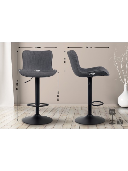 Juego de 2 taburetes de bar tela Linus, negro