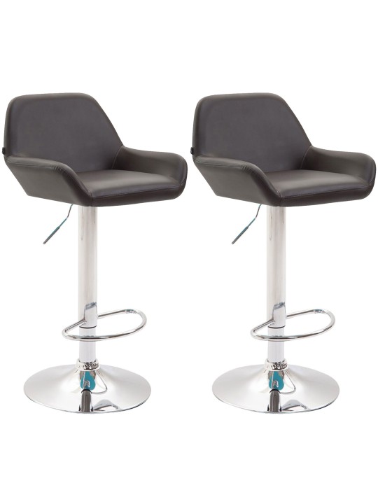 Juego de 2 taburetes de bar Braga polipiel cromado, marrón Juego de 2 taburetes de bar Braga polipiel cromado, marrón