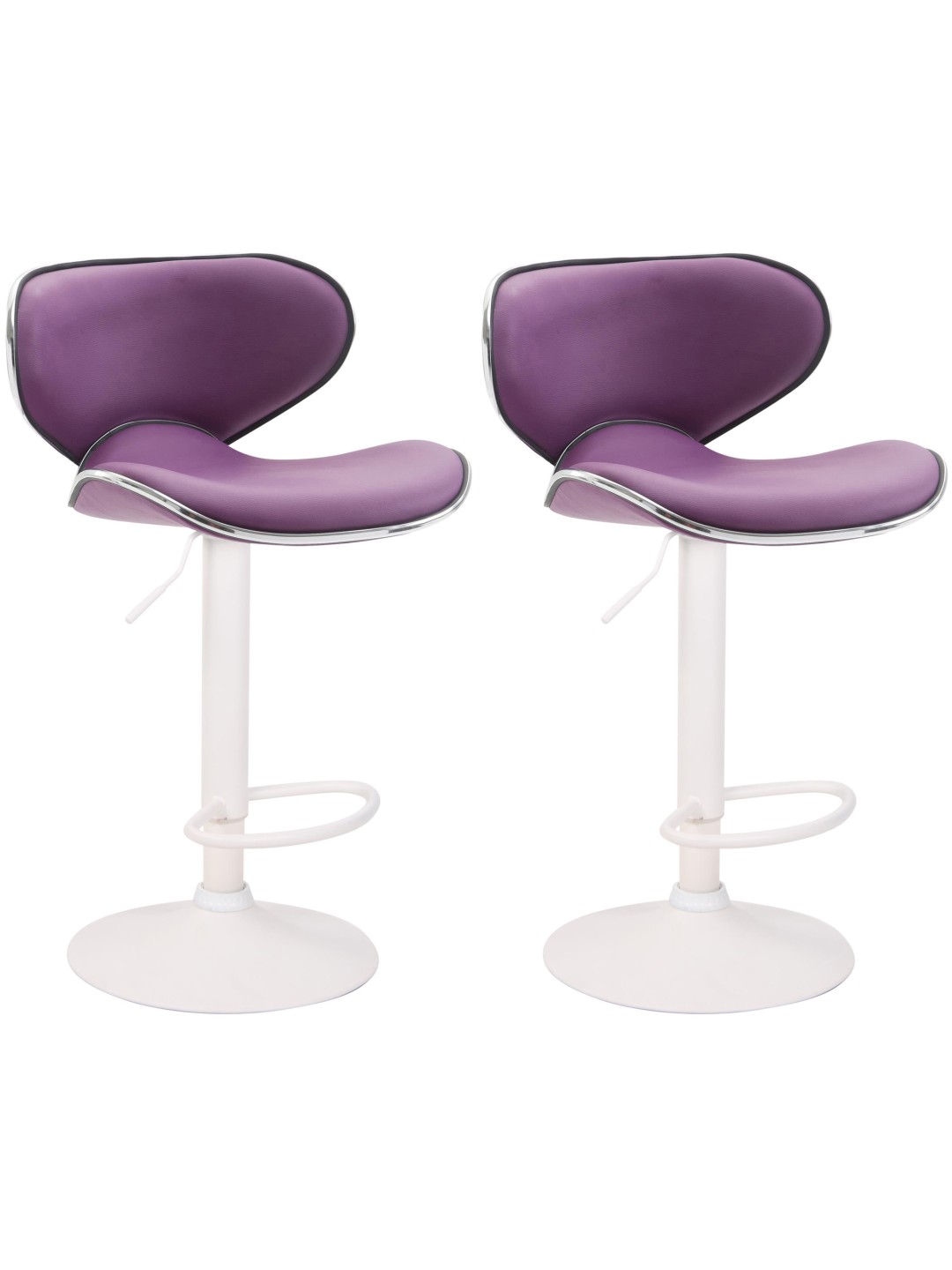 Juego de 2 taburetes de bar Las Vegas V2 cuero sintético blanco, morado
