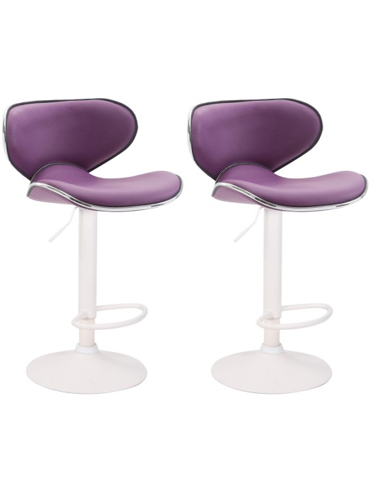 Juego de 2 taburetes de bar Las Vegas V2 cuero sintético blanco, morado Juego de 2 taburetes de bar Las Vegas V2 cuero sintético blanco, morado