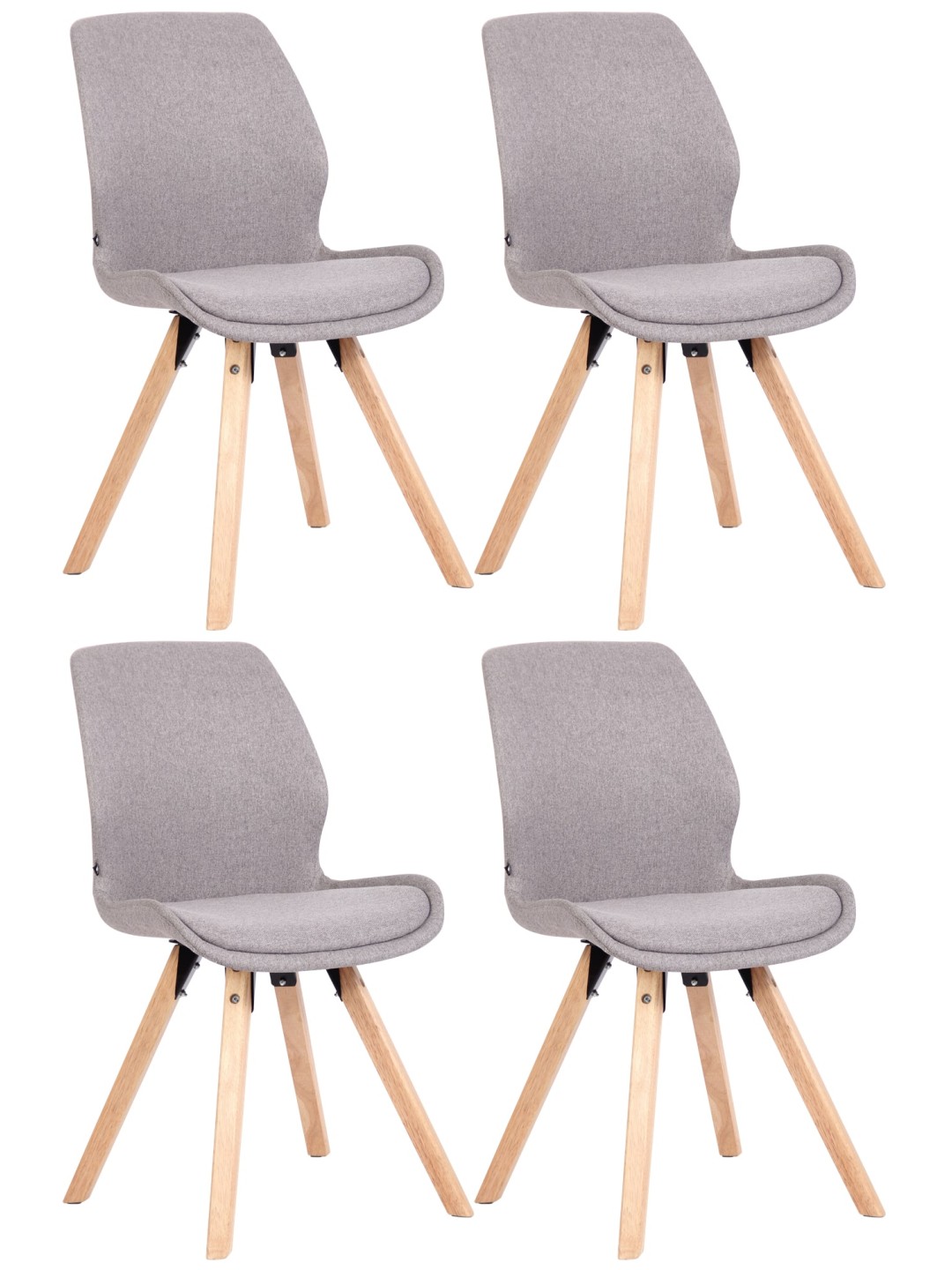 Conjunto de 4 sillas Luna tela, gris