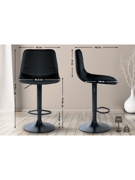 Taburete de bar Lex piel sintética, negro