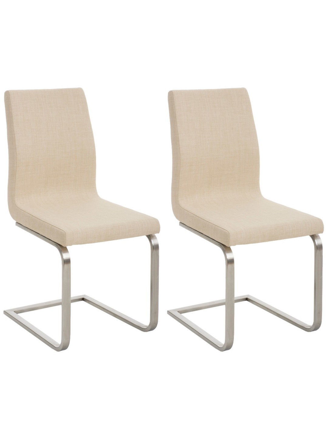 Juego de 2 sillas de comedor tela Belfort, crema