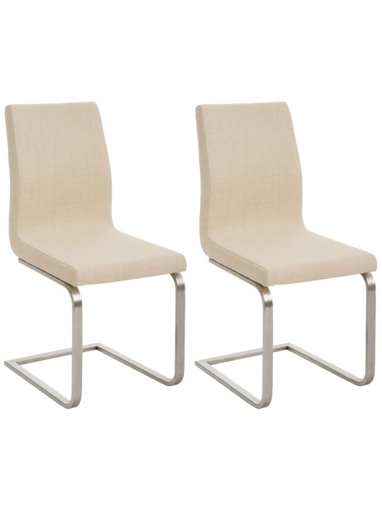 Juego de 2 sillas de comedor tela Belfort, crema