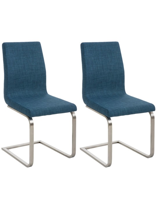 Juego de 2 sillas de comedor tela Belfort, azul