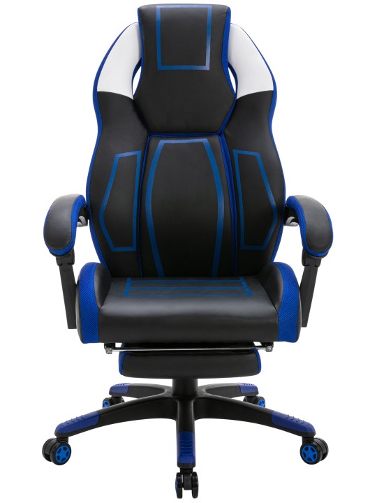 Silla de oficina Clovis piel sintética, negro/azul