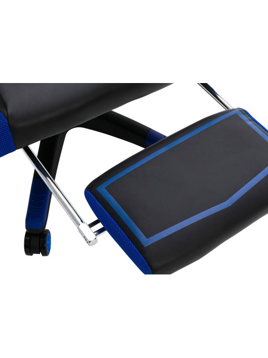 Silla de oficina Clovis piel sintética, negro/azul